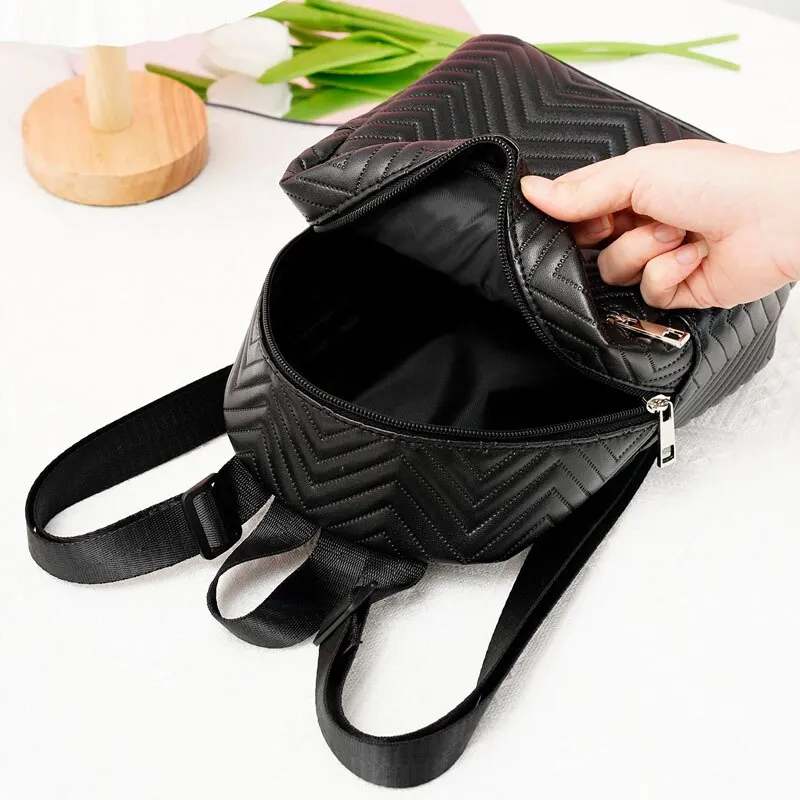 Mini Chevron Funcional Mulheres Moda Mochila Acolchoada