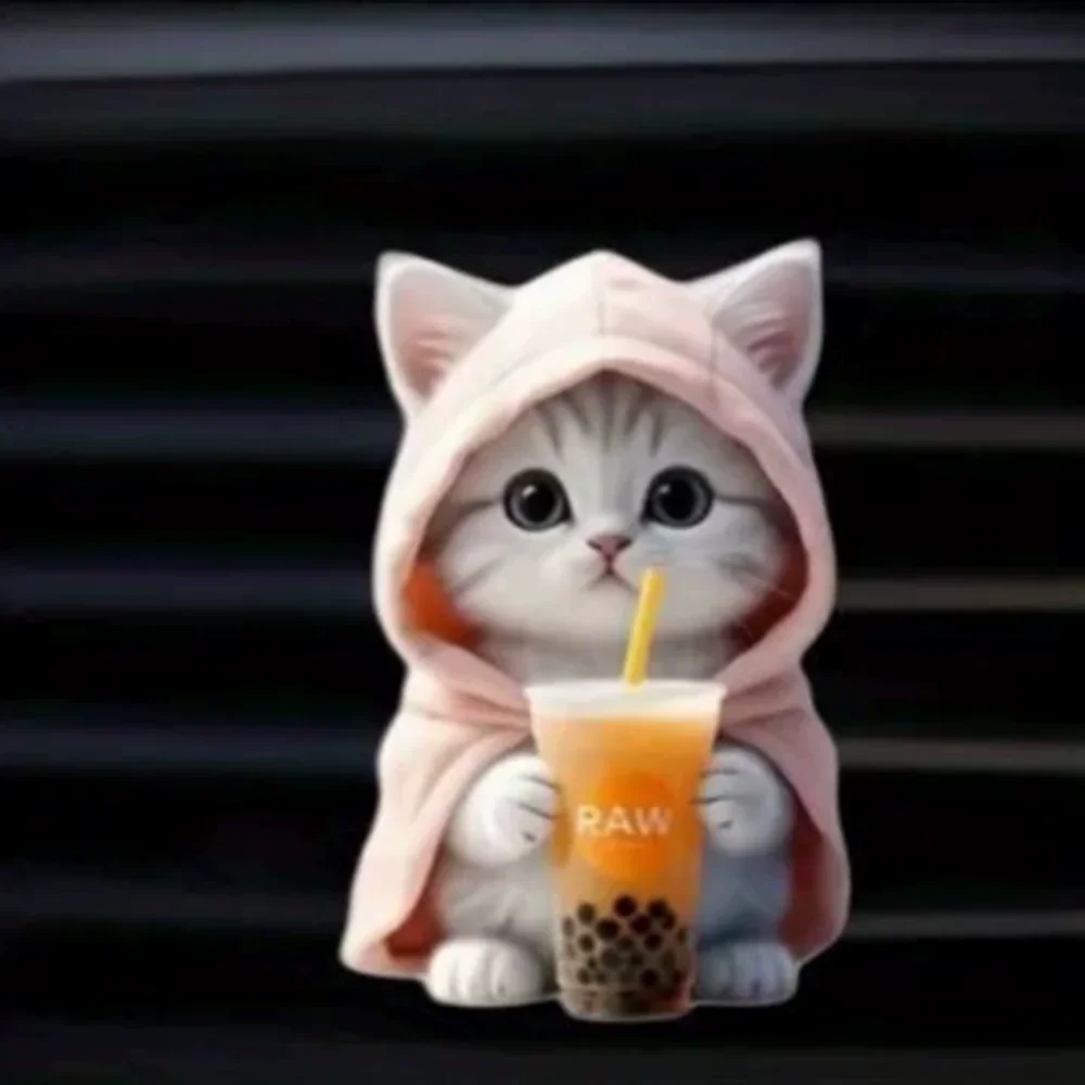 1PC パーカー子猫完成品換気クリップ車の装飾アロマトリートメントアクリルアクセサリー