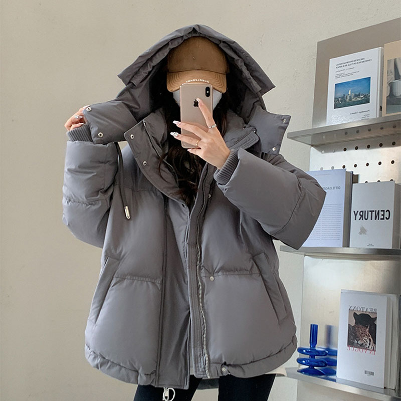 Koreanische Herzförmige Kurze Unten Baumwolle Jacke Frauen Harajuku Winter Paar Brot Stil Oberbekleidung Casual Dicke Warme Mit Kapuze Parkas