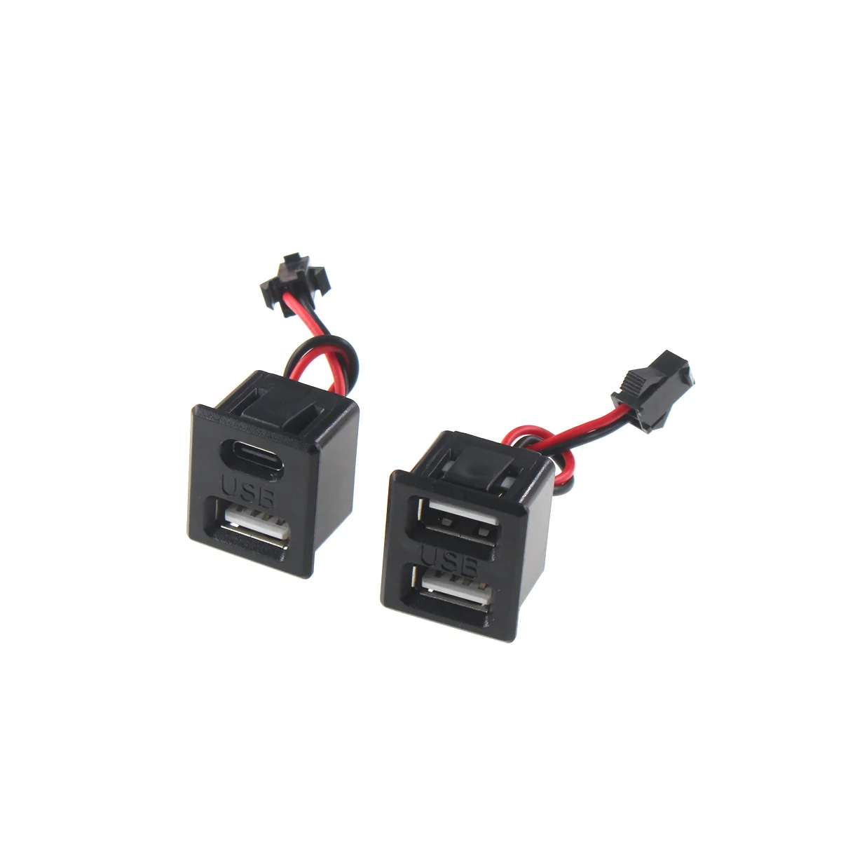 1PCS USB female type-c Double-layer jack usb a female lamp charging jack Power socket with cable connector