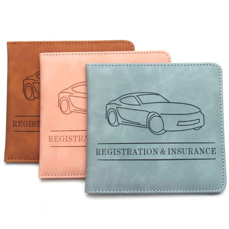 Car Registration,Driver's License And Insurance Card Holder - Leather Vehicle Glove Box Automobile Documents Paperwork Organizer
