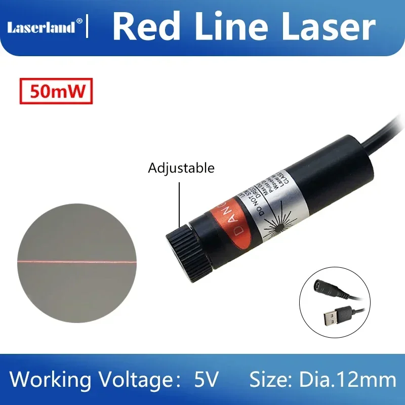 Red Line Laser Module Focusable Projector Locator Marker for Cloth Woodworks Cutting Sawmill Alignment