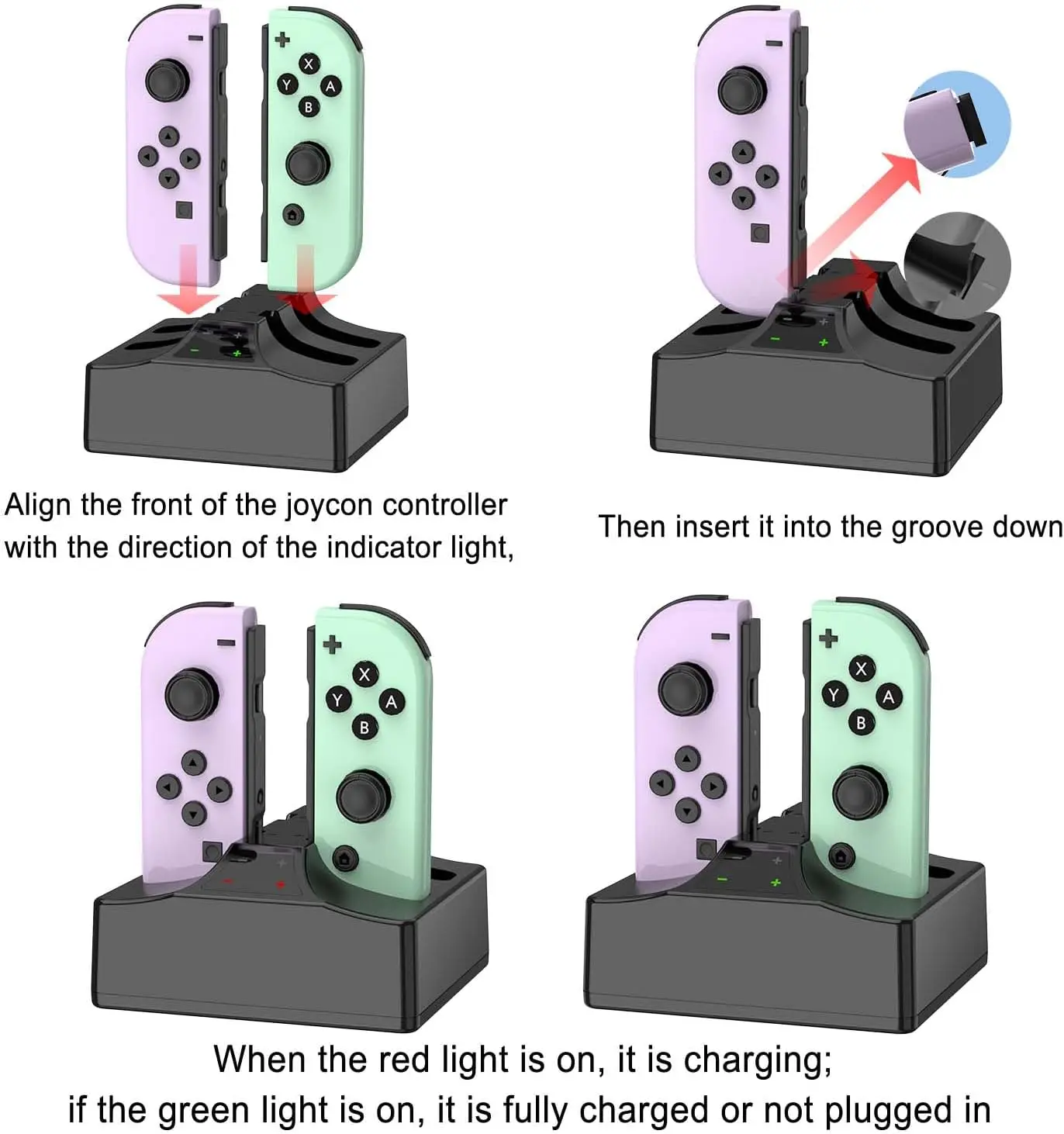 Estación de carga para Switch/Switch 2 Joy Con controlador base de carga 4 en 1 Nintendo Switch Joy Con 2 cargador accesorios para juegos
