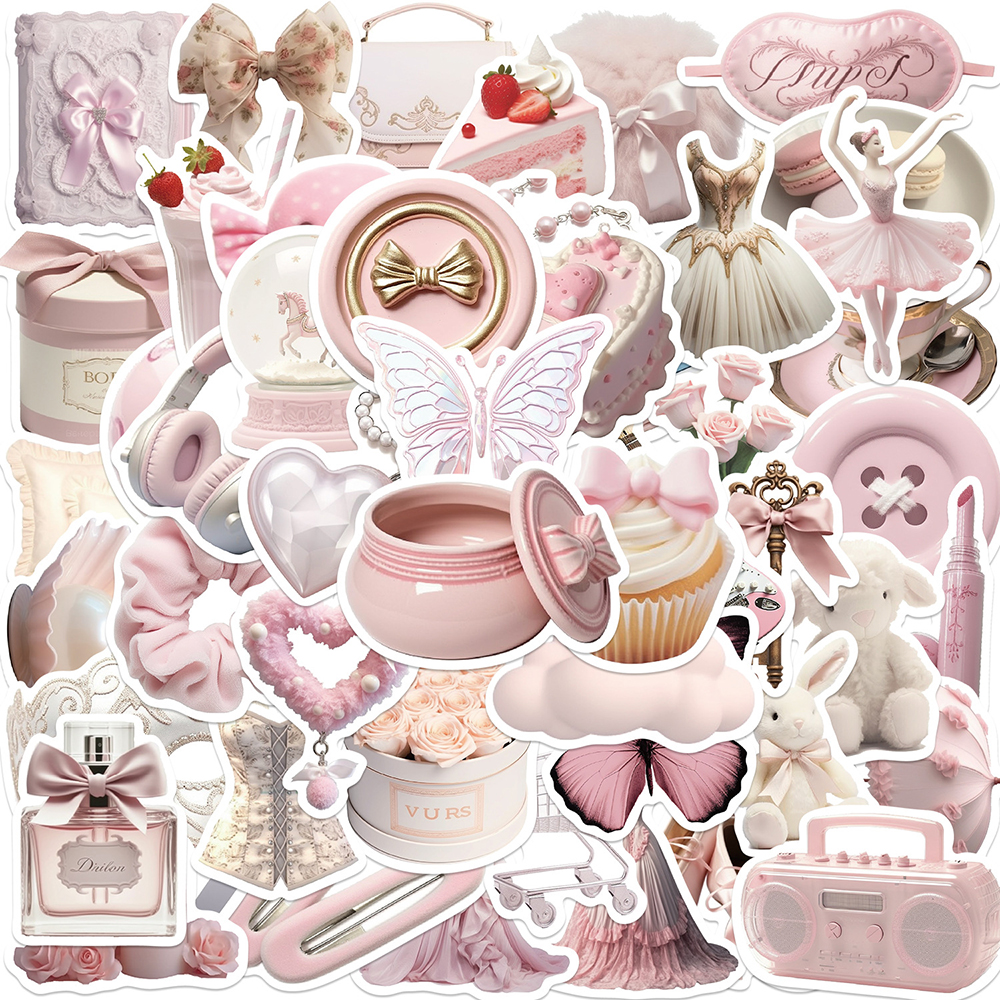 Pegatinas de Ballet rosa para niña, decoración de estilo INS, calcomanías de grafiti, funda de teléfono DIY, equipaje, guitarra, pegatina estética, 10/30/50 Uds.