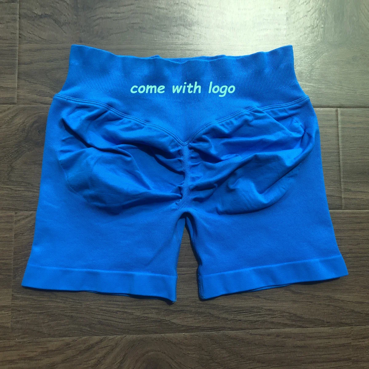 Pantalones cortos de impacto de 4,5 pulgadas con logotipo, pantalones cortos de Yoga con banda baja acanalada, pantalones cortos de entrenamiento sin costuras para gimnasio, pantalones cortos para correr con botín de Yoga