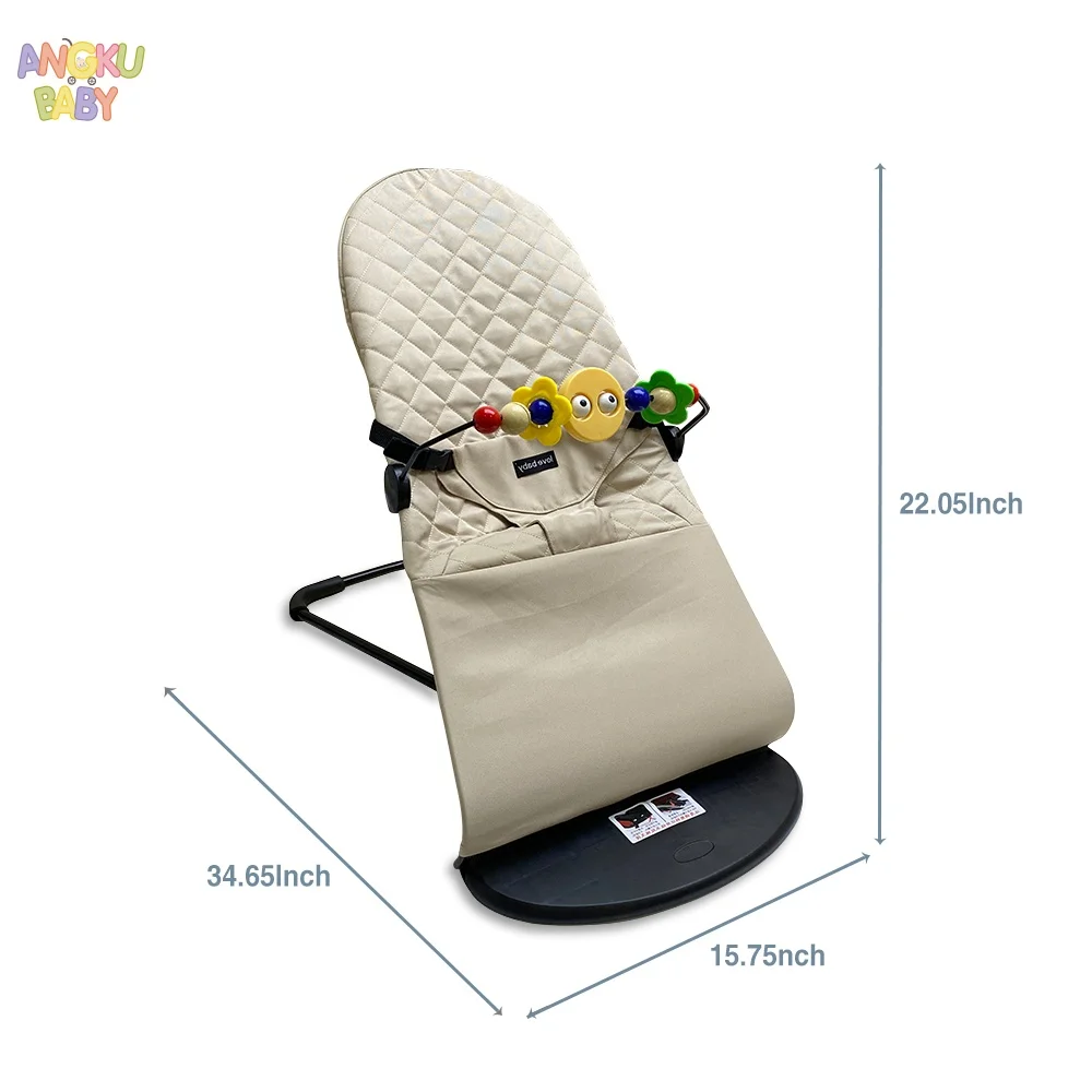3-height Adjust Baby Rocking Chair Foldable Swing Chair for Newborn 0-12 Months Adjustable Baby Bouncer Rocking Chair with Toys
