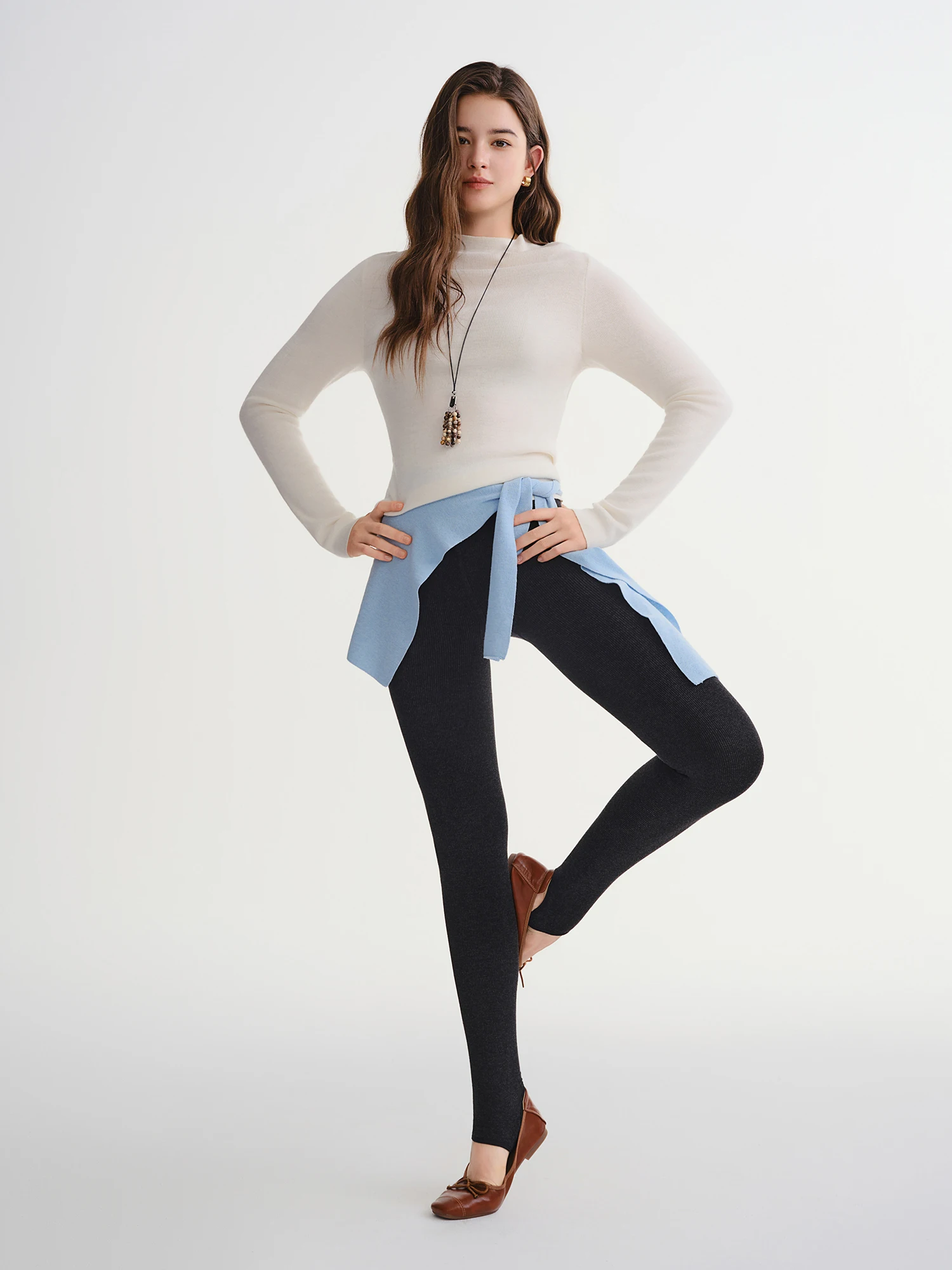DUSHU Women Slight Compression Slimming Vertical Texture Stocking Attached Compression Pants  Winter Autumn Staple Leggings