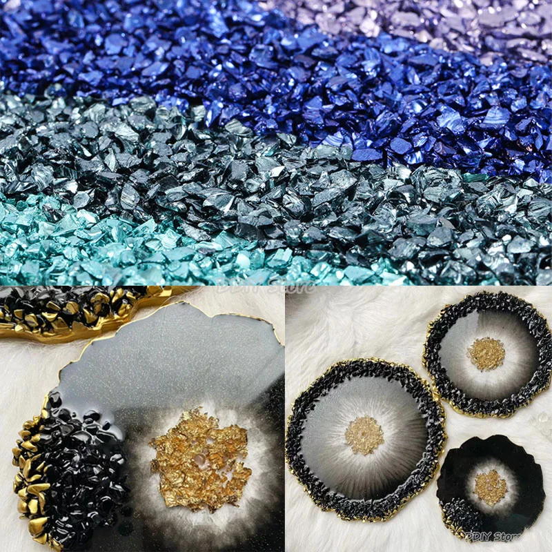 20g de piedras de vidrio rotas, relleno de resina DIY, relleno de epoxi UV de cristal medio/pequeño, decoración de mesa, molde decorativo de relleno de posavasos