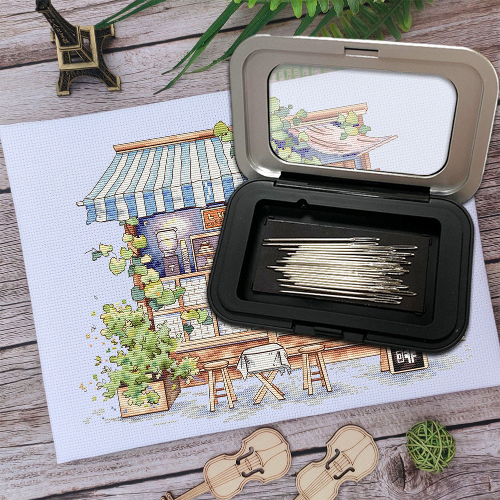 Caja de almacenamiento de agujas de coser rectangular negra, soporte magnético para agujas de bordado, botones, alfileres, caja de trabajo para Material de hierro