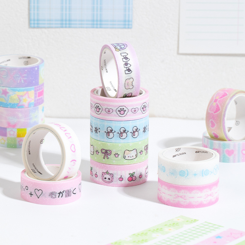 5 롤/많은 귀여운 소녀 하트 Washi 테이프 달콤한 멋진 스크랩북 저널 장식 접착 테이프 DIY 재료 스티커 편지지