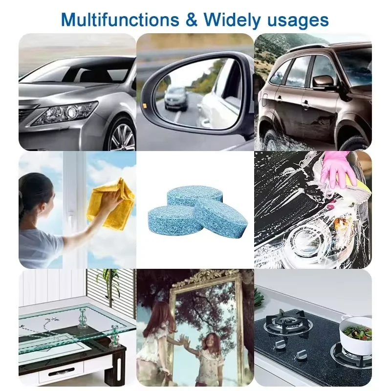 Solid Cleaner น้ํายาทําความสะอาดกระจกรถยนต์แท็บเล็ตฟู่ที่ปัดน้ําฝนอัตโนมัติแก้ว Solid Cleaning เม็ดเข้มข้นผงซักฟอก