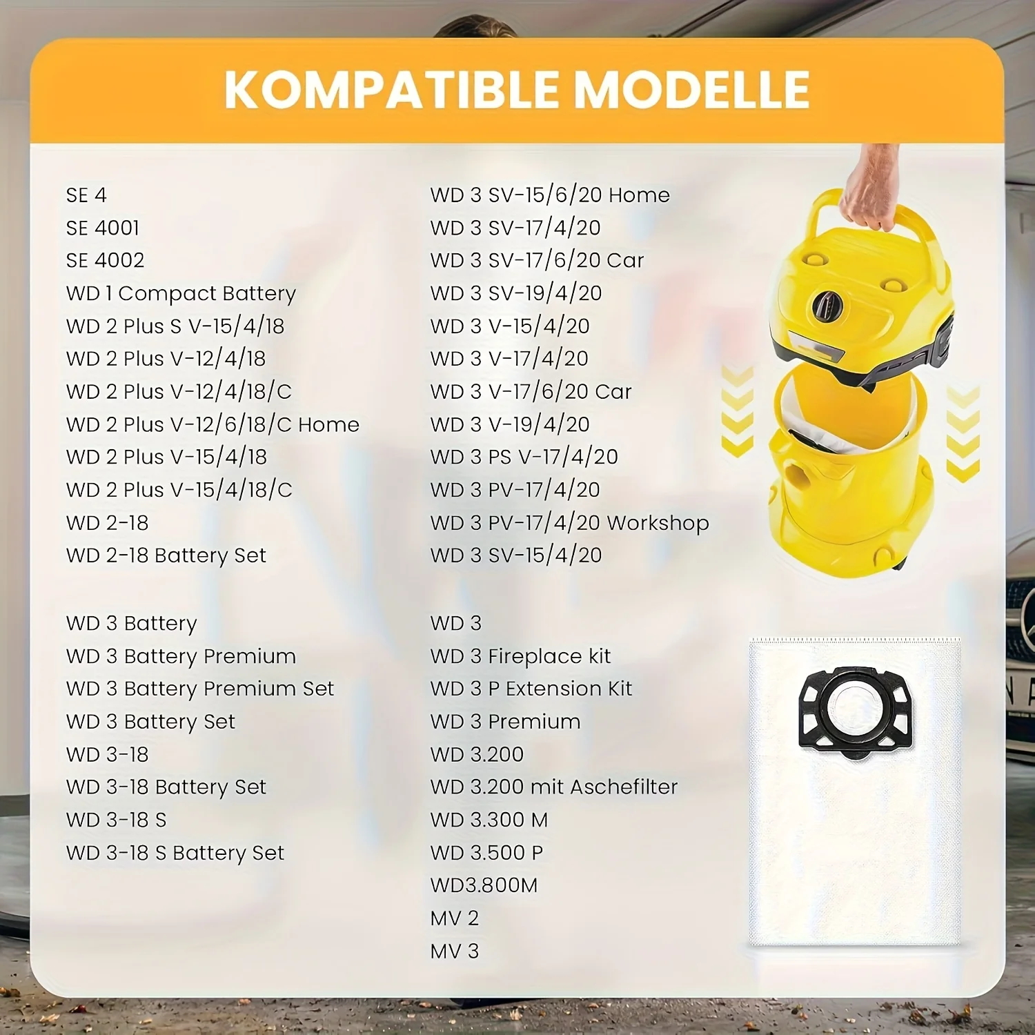 5 pz Sacchetti Per La Polvere Per Karcher 2.863-314.0 KFI 357 KA 40 WD2 Plus WD3 SE4002 Robot Aspirapolvere Accessori di Ricambio