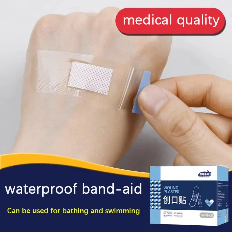 120 piezas de tirita impermeable, transparente, invisible, hemostática, transpirable, antidesgaste