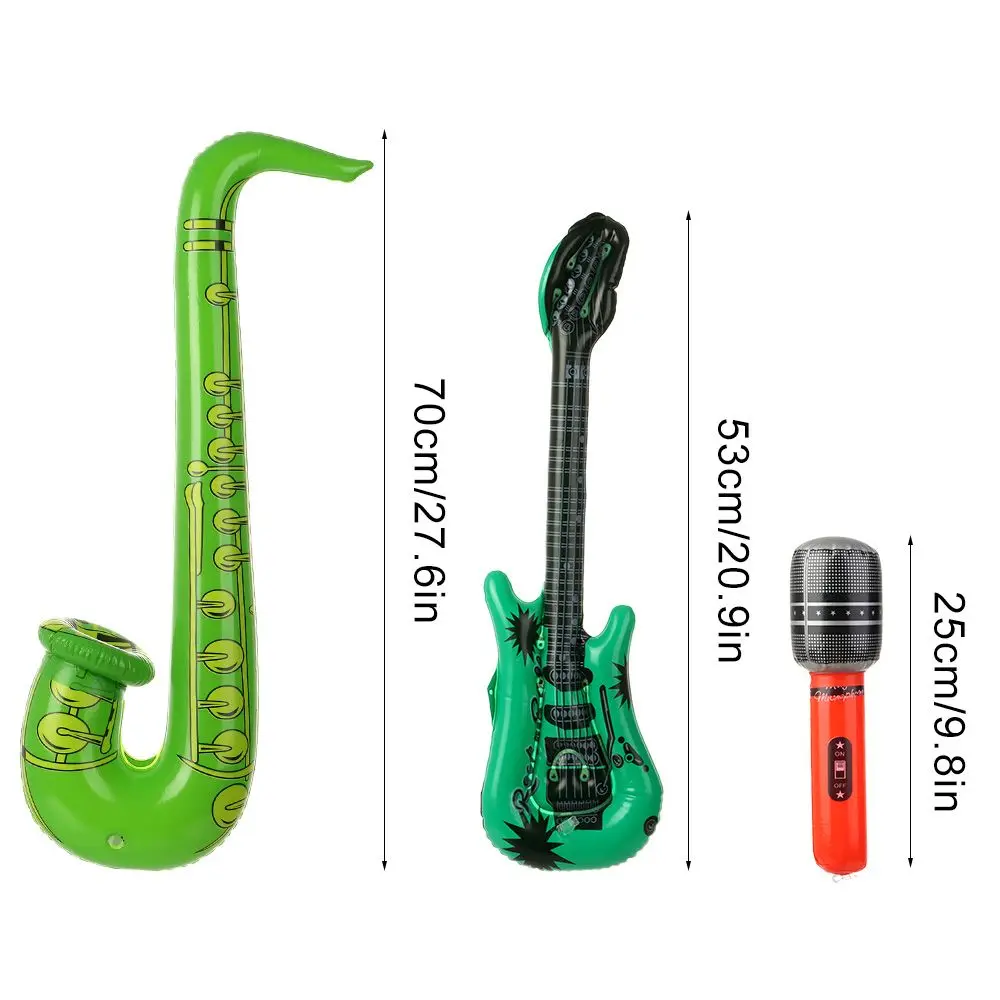 15 Chiếc Bơm Hơi Cụ Đồ Chơi Âm Nhạc Khí Cầu Bộ Mô Phỏng Nhạc Cụ Guitar Saxophone Micro Đảng Đồ Chơi