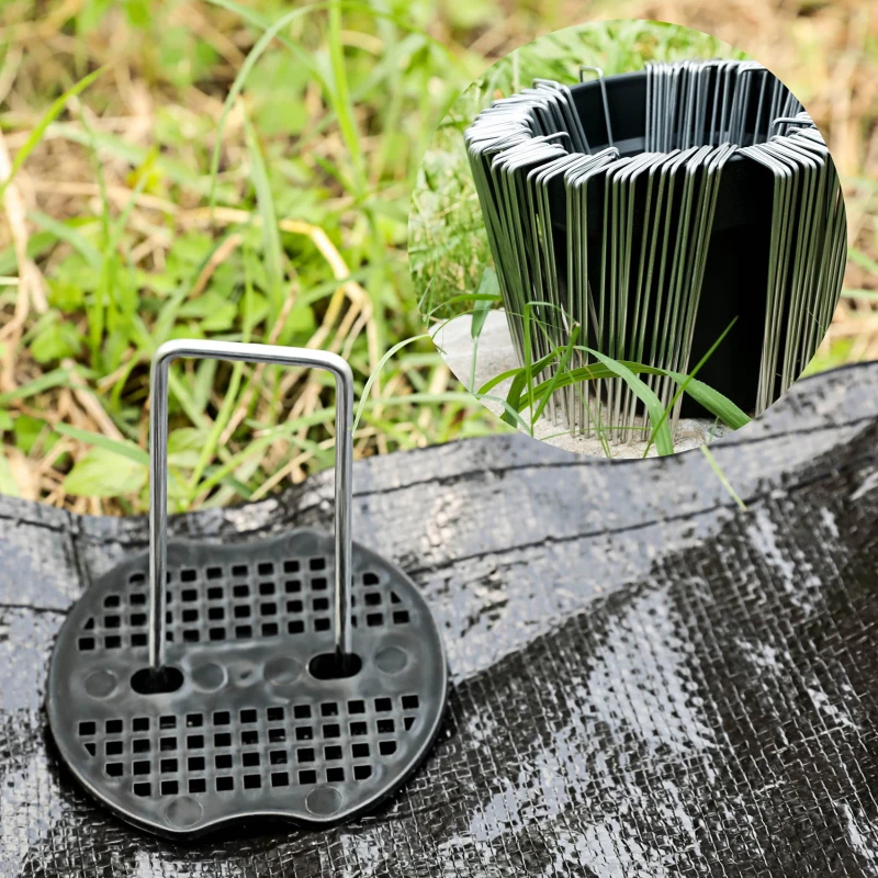 Garden Peg โลหะเงิน U-Shape Garden Staple Garden Ground เล็บฟิล์มหมุดคงที่สวน Fixing เครื่องมือฟิล์ม Peg