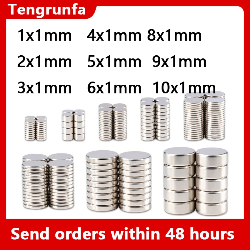 1x0.5 1x1 2x1 3x1 4x1 5x1 6x1 7x1 8x1 9x1 10x1 mm Strong Round Magnets for Fridge Office Use Refrigerator magnet Magnetic hook