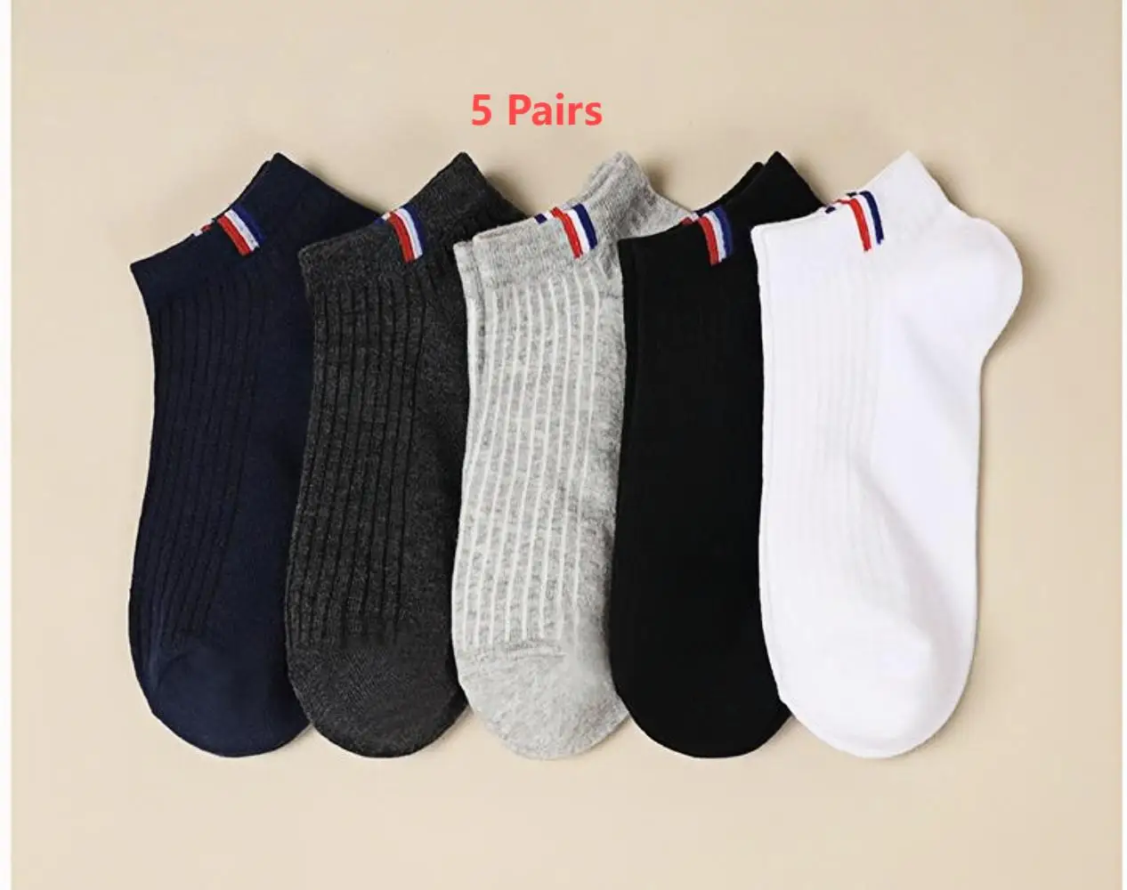 5 pares de calcetines de hombre calcetines de algodón de primavera y verano calcetines de tubo corto calcetines casuales calcetines bajos versátiles de color sólido