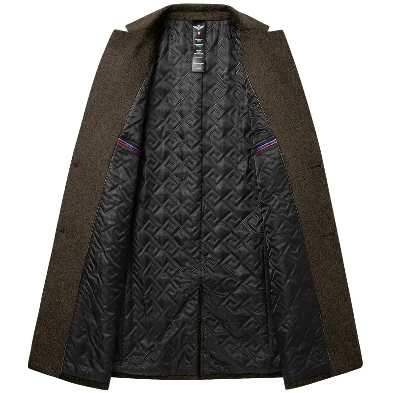 BROWON Marke Graben Mantel Männer Herbst und Winter Neue Einfarbig Lange Woolen Mantel für Männer Business Casual Windjacke Männer Kleidung