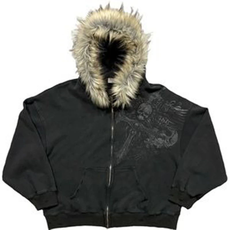 Otoño e Invierno nueva chaqueta de sudadera gruesa con cremallera unisex Y2K con sombrero simple diario versátil y no monotono