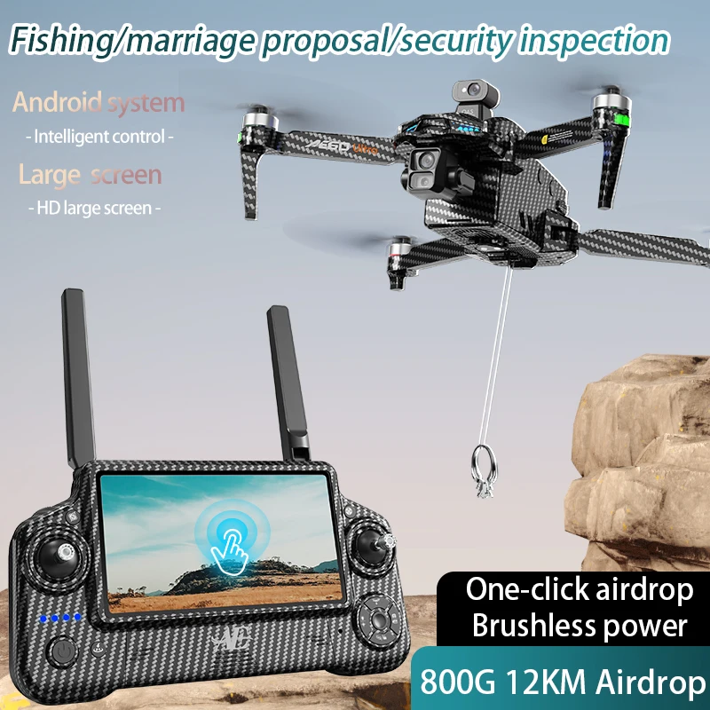 Novo drone gps profissional a60 com câmera 8k, gimbal de 3 eixos, 5g, wi-fi, sem escova, quadricóptero rc, controle de tela, airdrop, segurança