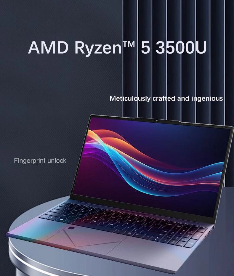 Pantalla IPS de 15,6 pulgadas AMD Ryzen ™   5 3500U Gaming Laptop DDR4 MAX 32GB 2*SSD Windows11 Notebook de huellas dactilares WiFi 5