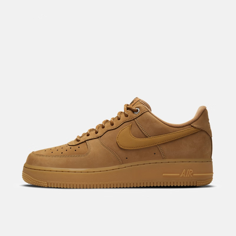 Air Force 1 Nike Color trigo Air Force One Hombres y mujeres Zapatillas de deporte versátiles de corte bajo, zapatos de tabla antideslizantes y duraderos