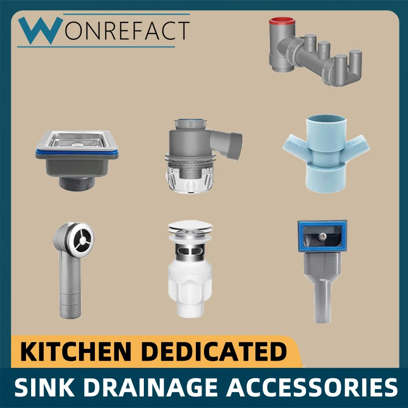 Accesorios de drenaje para fregadero de cocina, adaptador de tubería de drenaje, manguera de drenaje, válvula de retención antiolor, filtro de fregadero, tubería de drenaje multijunta