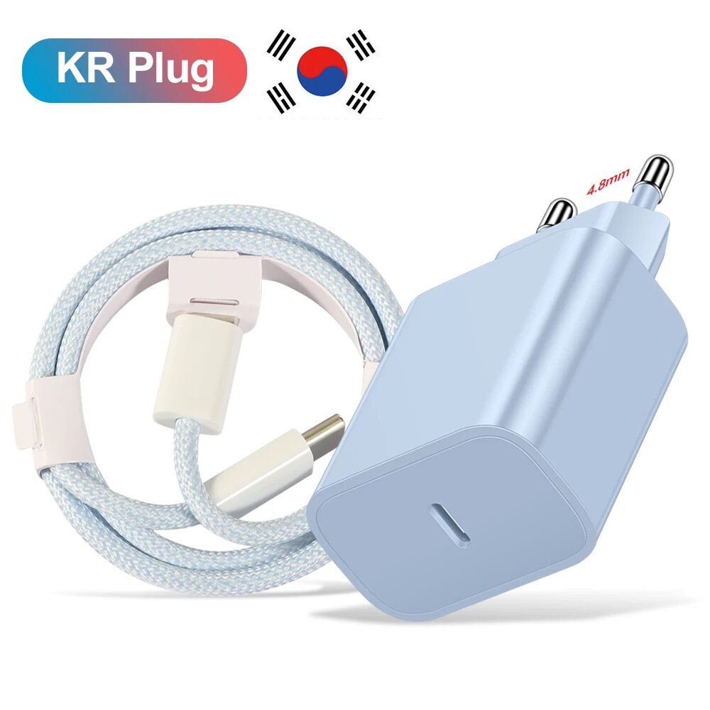 Cargador USB tipo C coreano PD de 20W para iPhone 15, Cable de carga rápida para teléfono Xiaomi Redmi Note 12 Samsung S23 Ultra tipo C