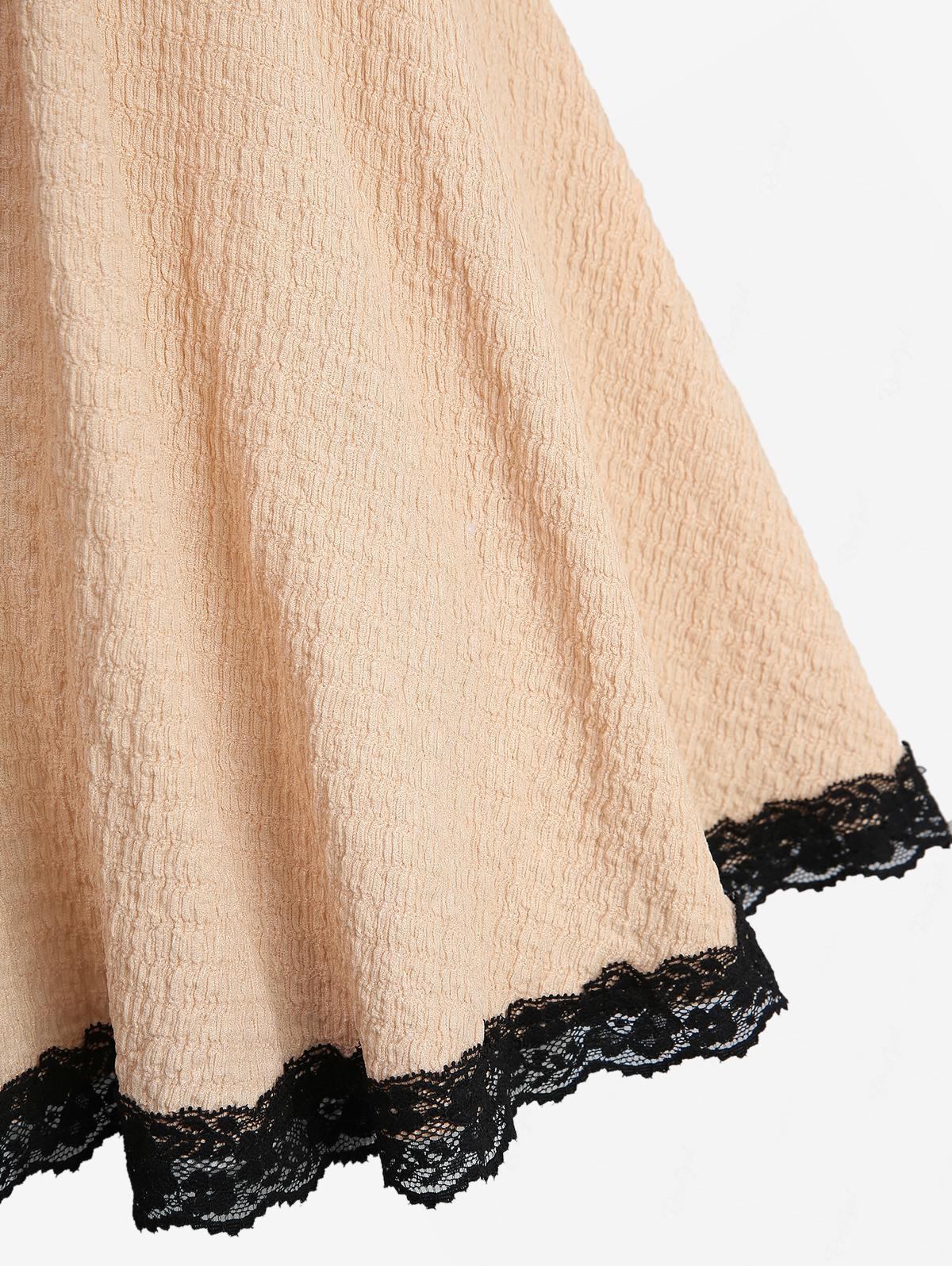 Rosegal Plus Size Damen-Tanktop mit Schleife, Spitzenbesatz, Schnürung, zweifarbig, strukturiert, Champagner-Top, neue Damen-Freizeitweste für Frühling und Sommer