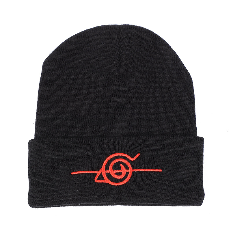 Gorro cálido Unisex para otoño e invierno, gorro de punto con bordado de nube roja Akatsuki de Anime