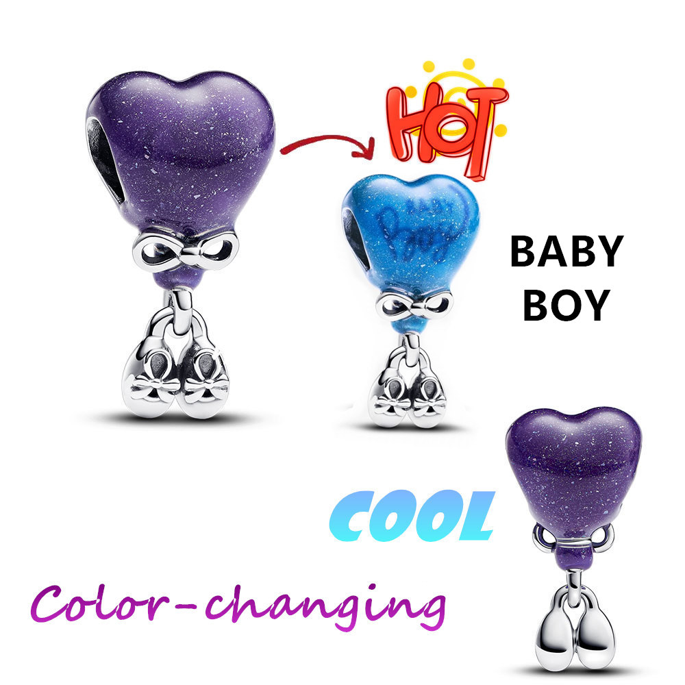 925 Sterling Silver Sparkling Pink Hot Air Balloon Dangle Fit Charms Silver 925 Original Bracelet for Jewelry Making