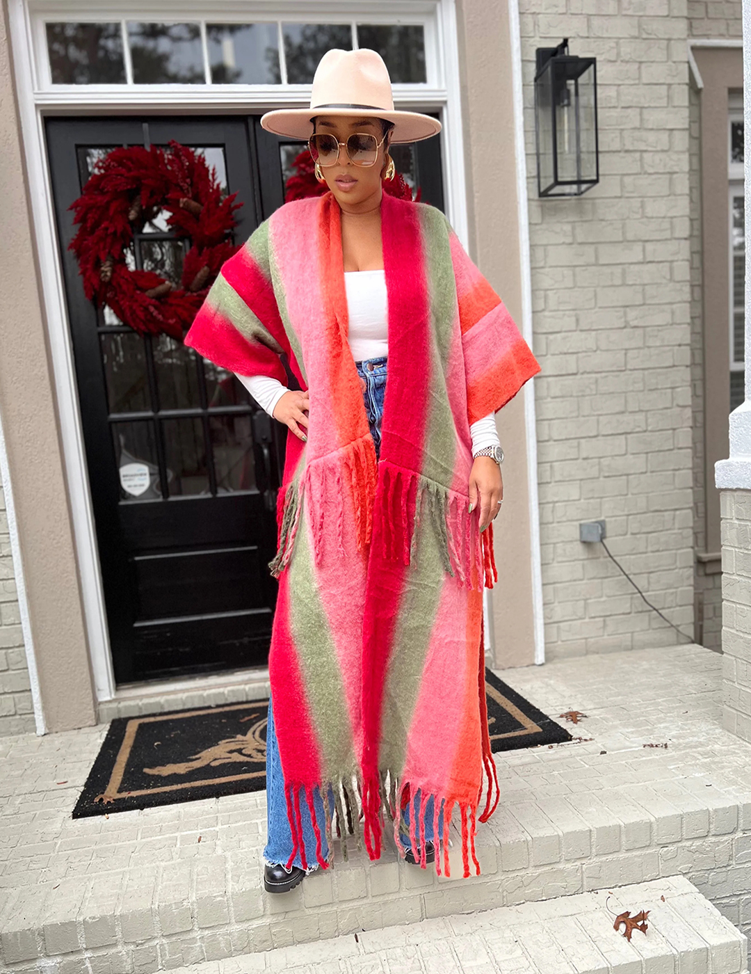 Suéter con estampado de moda para mujer, cárdigans largos y difusos, ropa de calle de talla grande africana, Kimonos sueltos cálidos para vacaciones de Navidad, Invierno