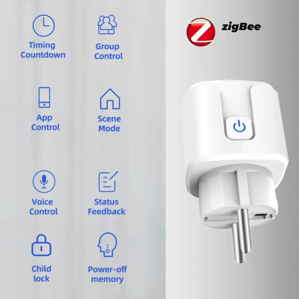 Zigbee Smart Plug 20A EU Smart Steckdose mit Power Monitoring Timing Funktion Sprachsteuerung über Alexa Google Home Yandex