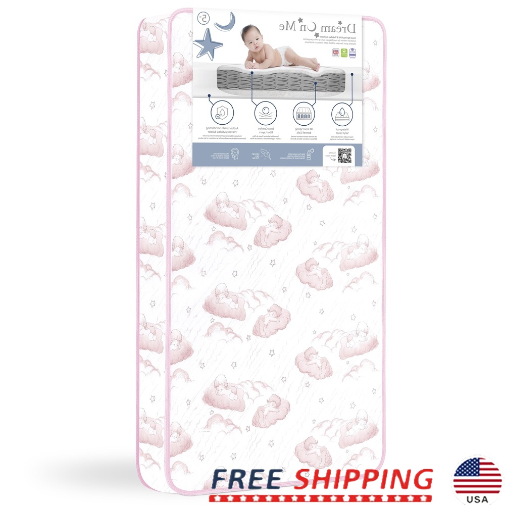 Lightweight Crib Toddler Bed Mattress 80 Coil Innerspring Waterproof Stain Resistant Hypoallergenic Firm Support 5 Inch Thick