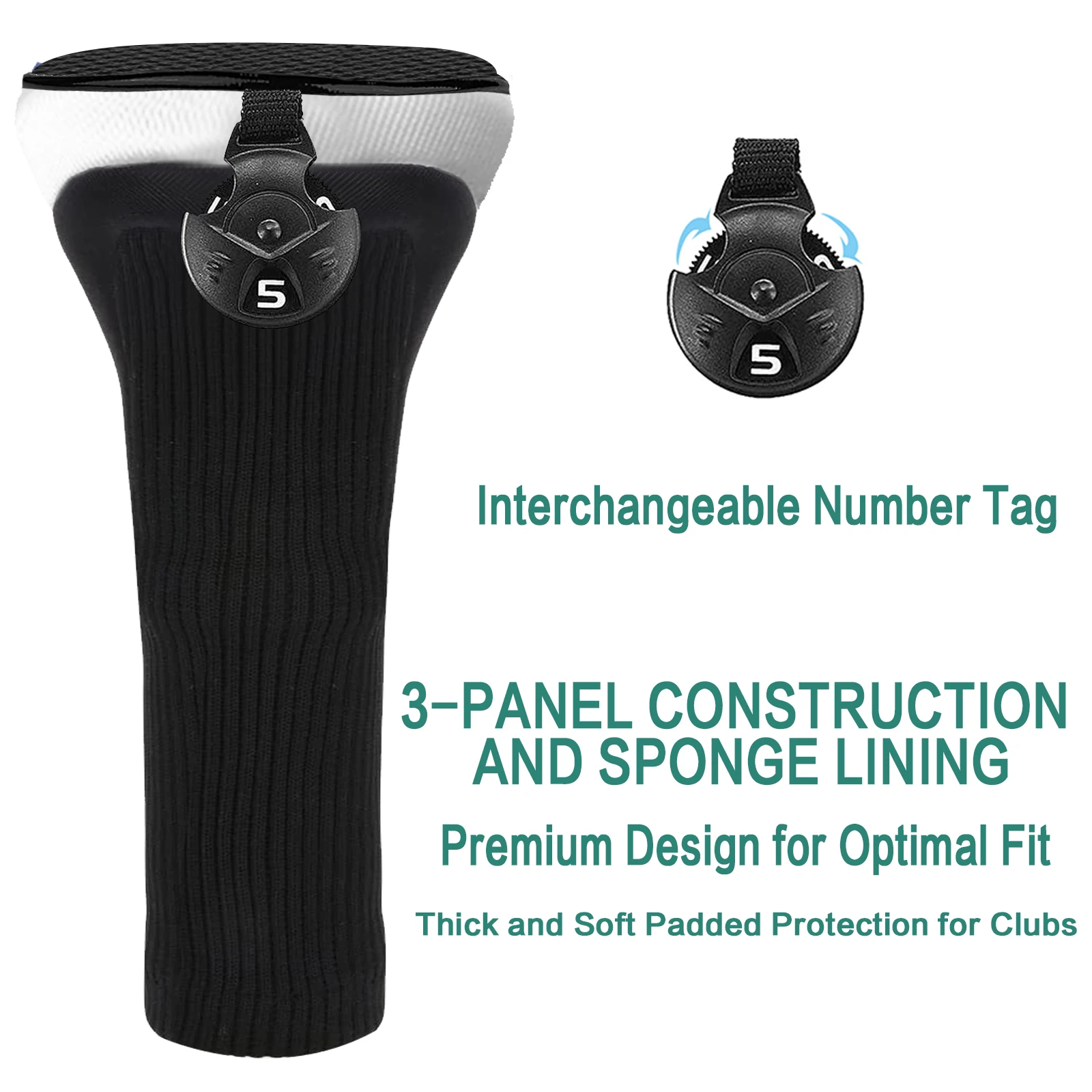 ゴルフクラブヘッドカバー ウッズハイブリッド用 バリュー1/2パック 交換可能なNo.Tag付き保護ヘッドカバー