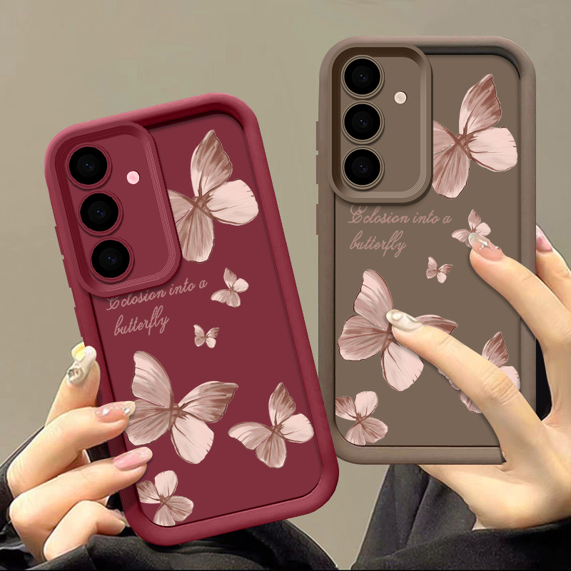 Funda de TPU suave con mariposa dorada para Samsung Galaxy A55 A54 A15 A56 A16 A35 A53 A25 5G S25 S24 S23 S22 Ultra Plus S23 FE