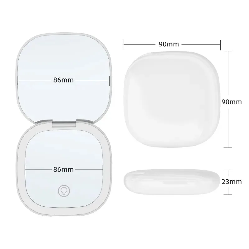 Compact Small Mini Gift Vanity Table Folding Led Lights Portable Hand Held Pocket Makeup Mirror 2X magnifying
