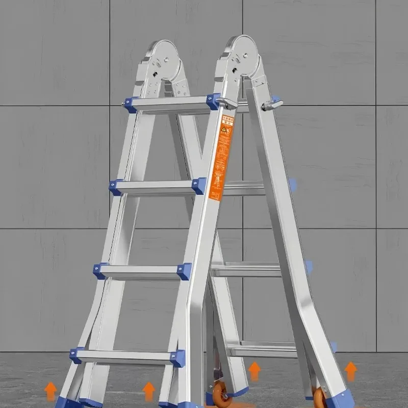 Scala mobile telescopica ispessita per arrampicata a spina di pesce Scala di sollevamento gigante pieghevole per uso domestico pieghevole in lega di alluminio