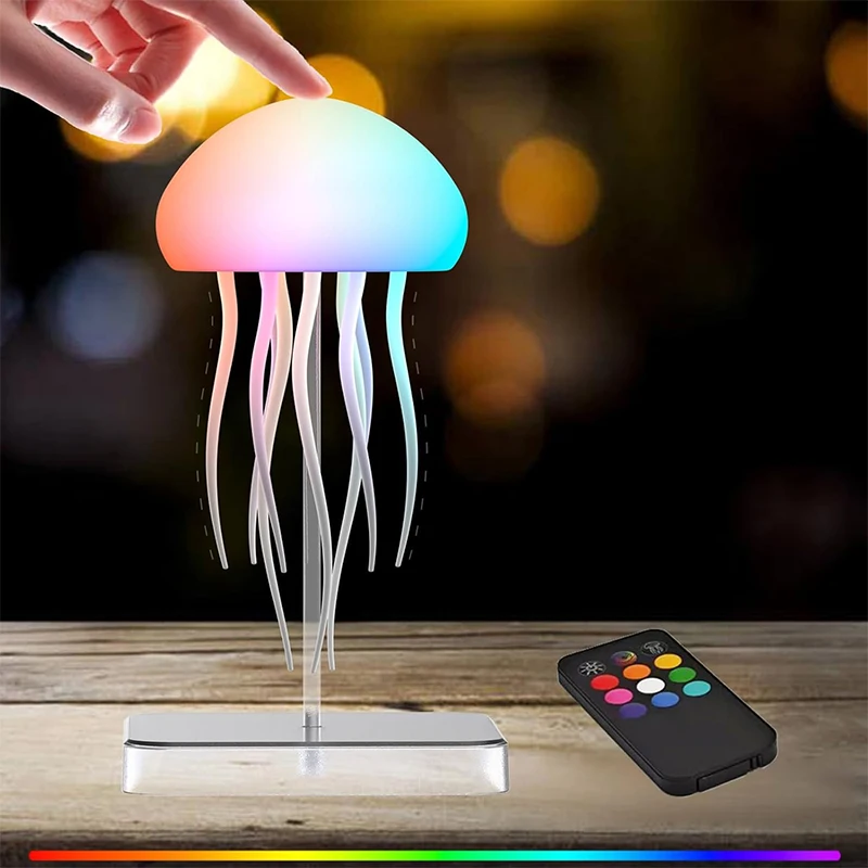 Lámpara LED de medusas con 9 tentáculos, 2 modos de trabajo, batería de larga duración, efectos de luz degradados de color con control remoto