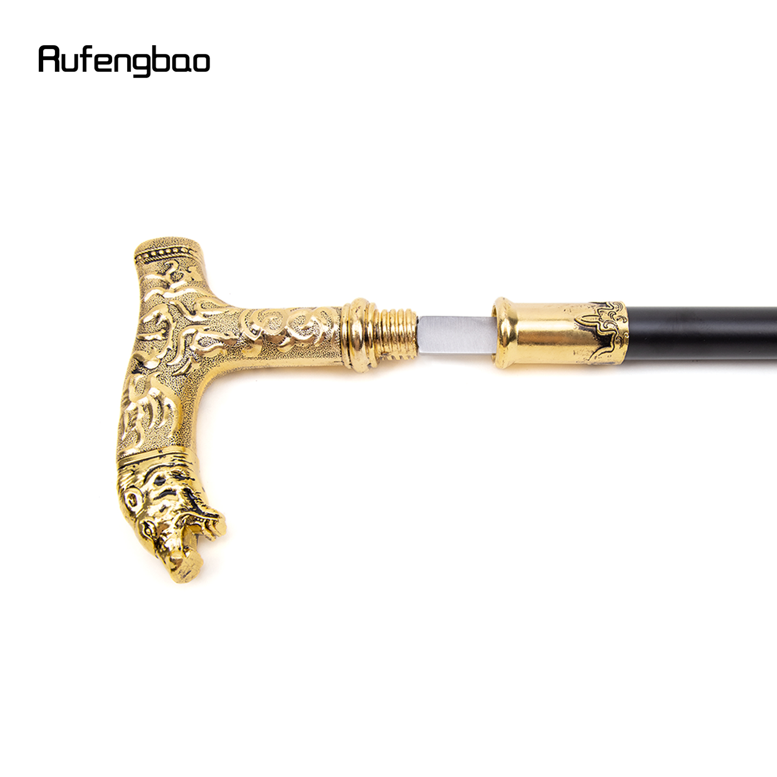 Urso dourado lidar com vara de passeio de luxo com placa escondida auto-defesa moda placa de cana cosplay crosier vara 90cm