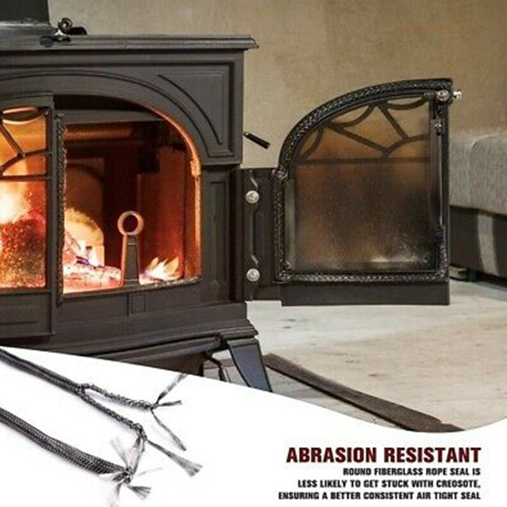 Home Gasket Cord Stove Door Fireplace Cord 6/8mm 2m Length Fiberglass High Temperature Wood Burner Sealing Rope Replacement