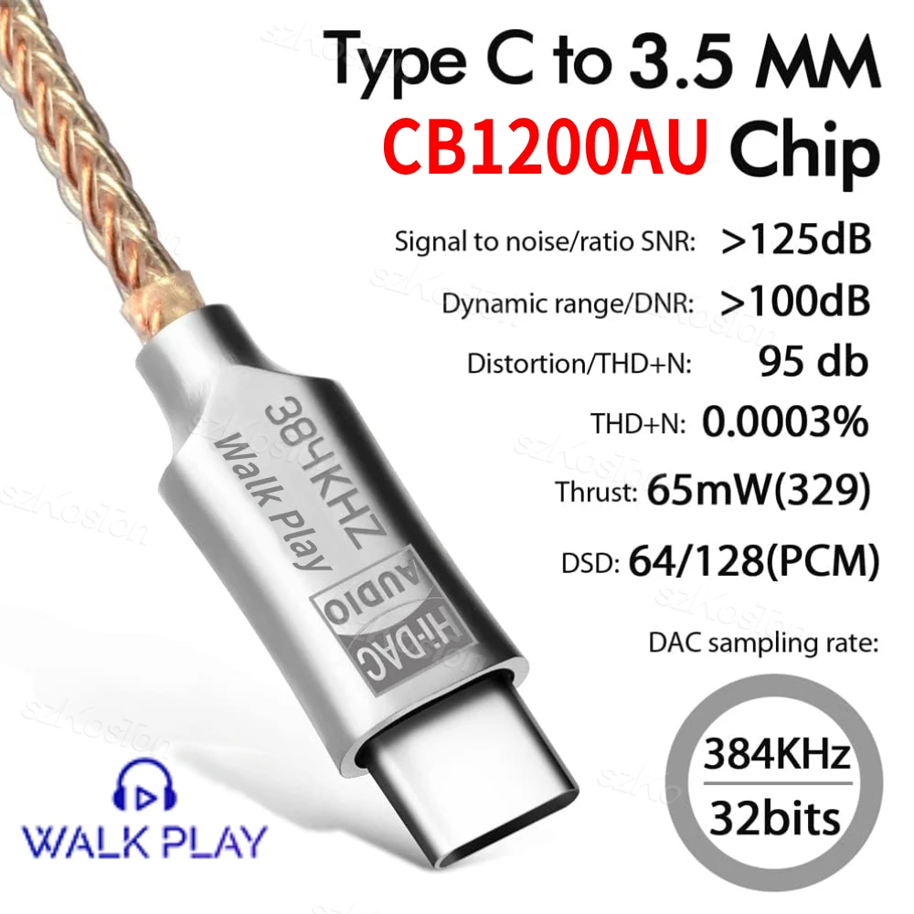 Type C to 3.5mm Audio Interface CB1200AU DAC HiFi Headphone Amplifier Audio Decoder IEM AMP Smartphone Adapter