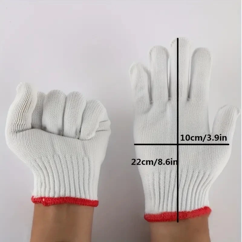 12 pares,Luvas De Malha De Algodão, Luva de segurança leve, Luvas elásticas,