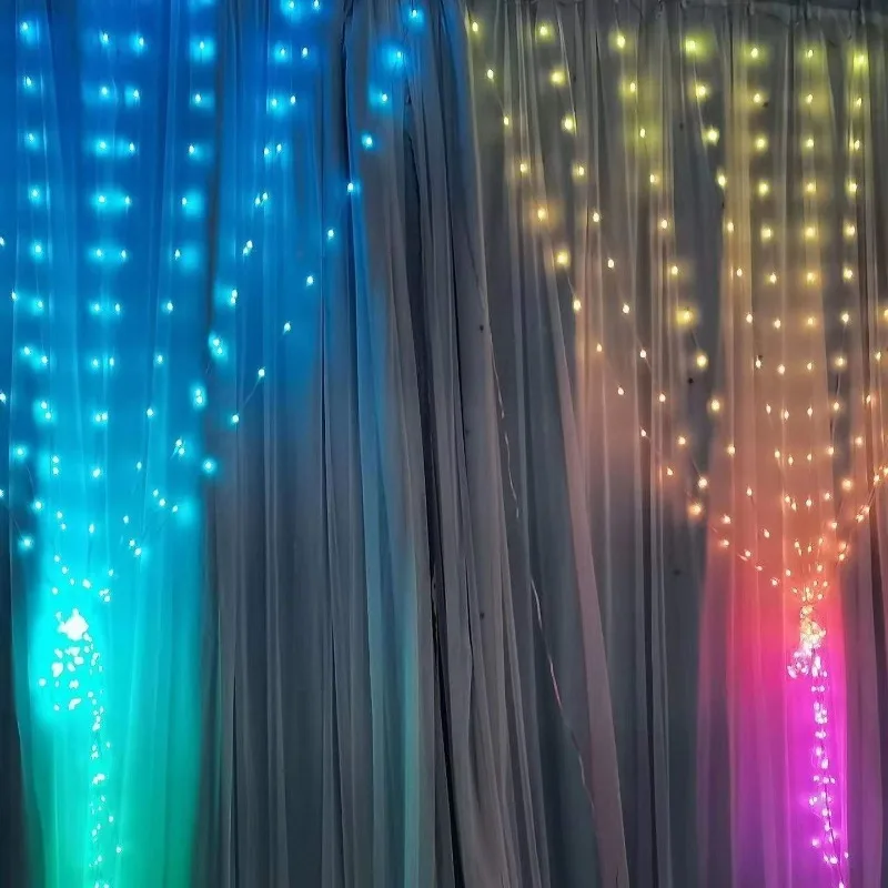 Cortinas Led inteligentes USB Led cortina de luces inteligentes Bluetooth aplicación cadena RGB DIY luces ventana cortina decoración del dormitorio