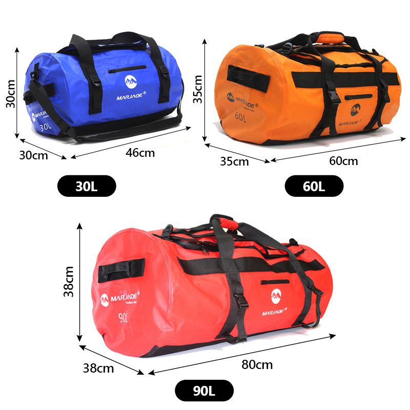 30L 60L 90L เรือคายัคกันน้ำกระเป๋าอานกระเป๋าเดินทางแก่ง Camping ว่ายน้ำกระเป๋าตกปลา Drifting Bag