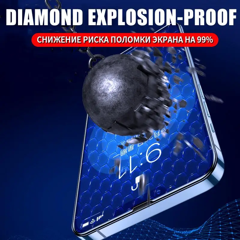 Закаленное защитное стекло 9H для Apple iPhone 14 Plus 13 mini 12 11 Pro Max X XR XS Max