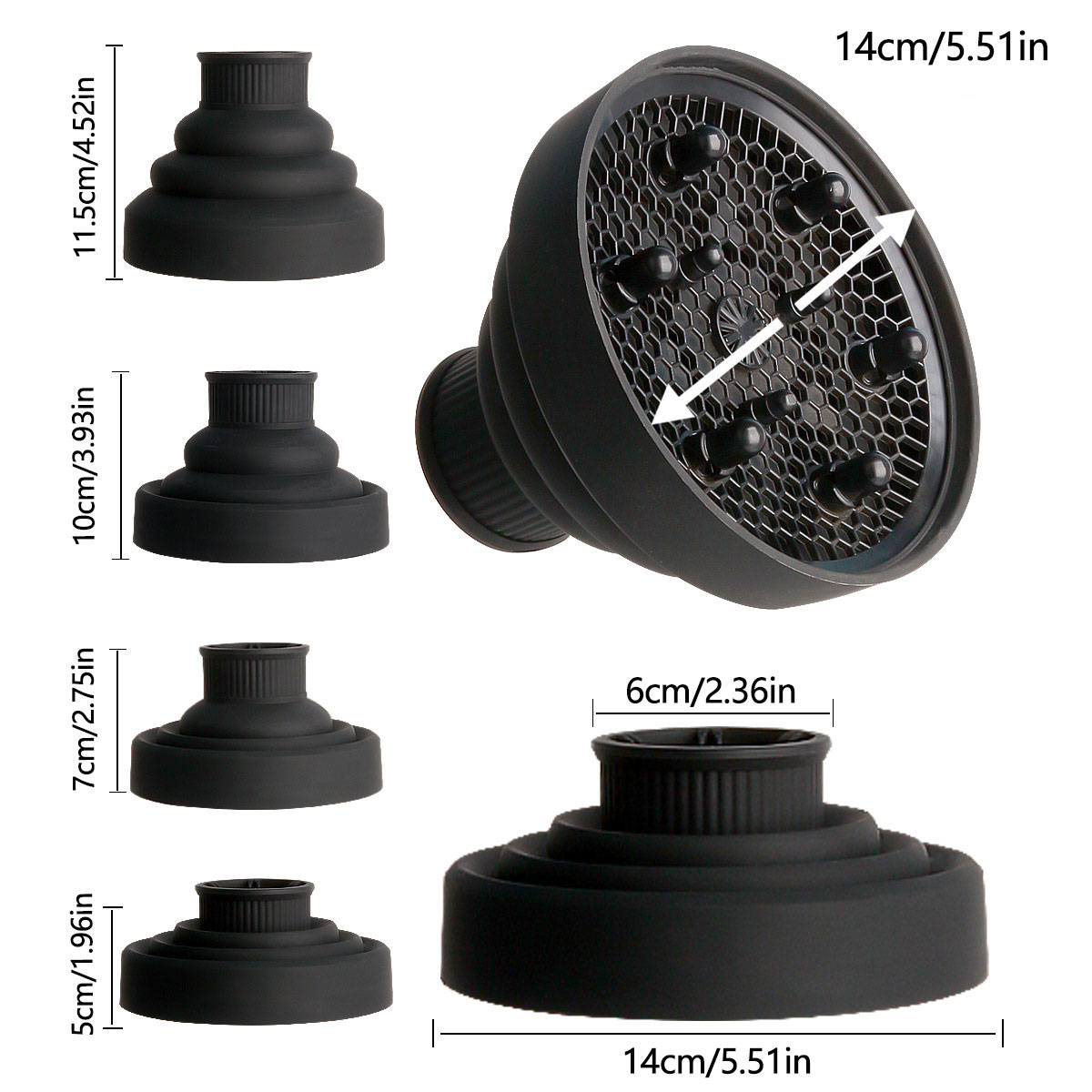 Salon Tool Universal Silicone Hairdryer Diffuser Cover Adjustable Foldable Temperature Resistant Dispersing Drying Hair Dryer