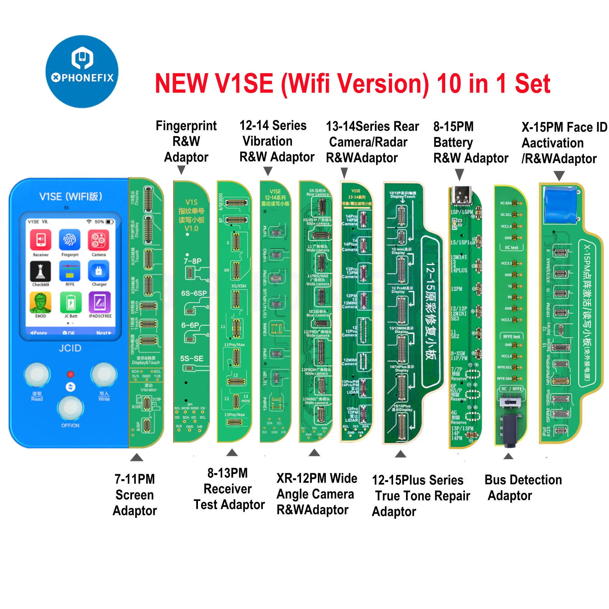 Programador Wifi JC V1SE para iPhone 11 12 13 14 15 16 Pro Max Color Original Touch Shock Face ID lectura escritura herramientas de reparación de batería