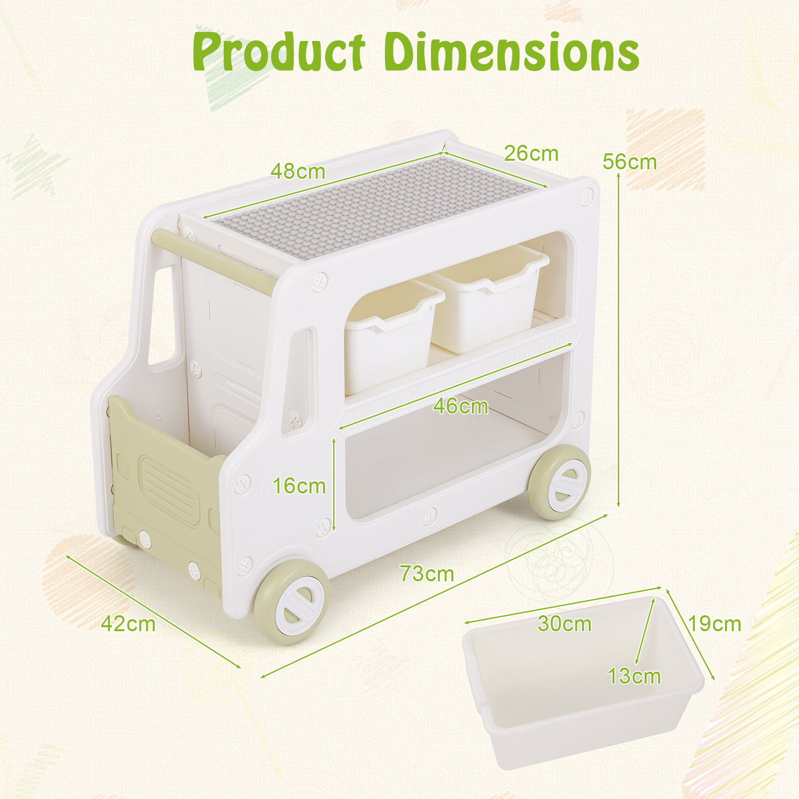 GOFLAME Storage Organizer, 2 in 1 Car Shaped Cabinet w/Safe HDPE Frame, 2-tier Opening Shelf