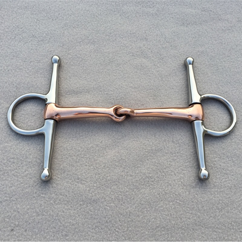 Cavalo de aço inoxidável para bochecha cheia, polido e funcional, resistente Snaffle Bit, boca de cobre, cavalo Tack